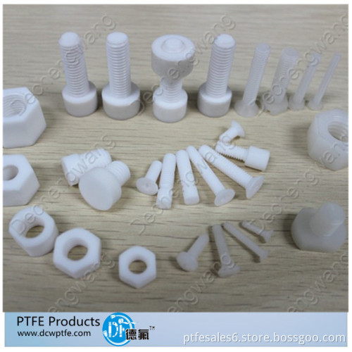 Dechengwang machining PTFE screws nuts for you nut and bolt